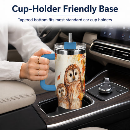 #pl[40oz|Blue] Watercolor Owl 40oz Tumbler, Owl Tumbler, Stainless Steel Travel Cup
