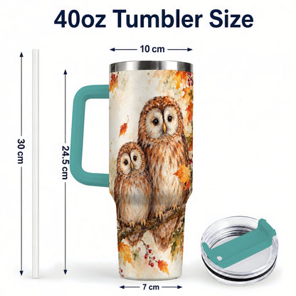 #pl[40oz|Green] Watercolor Owl 40oz Tumbler, Owl Tumbler, Stainless Steel Travel Cup