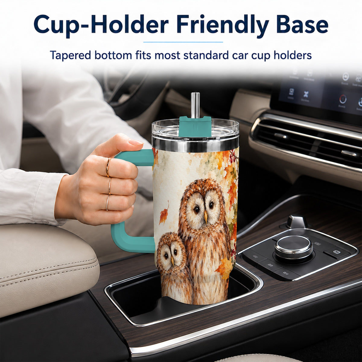 #pl[40oz|Green] Watercolor Owl 40oz Tumbler, Owl Tumbler, Stainless Steel Travel Cup
