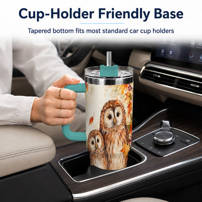 #pl[40oz|Green] Watercolor Owl 40oz Tumbler, Owl Tumbler, Stainless Steel Travel Cup