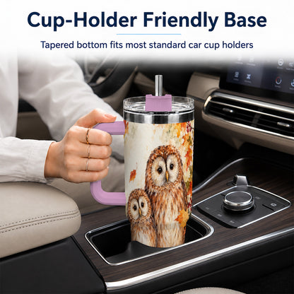 #pl[40oz|Pink] Watercolor Owl 40oz Tumbler, Owl Tumbler, Stainless Steel Travel Cup