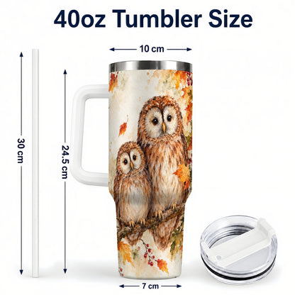 #pl[40oz|White] Watercolor Owl 40oz Tumbler, Owl Tumbler, Stainless Steel Travel Cup