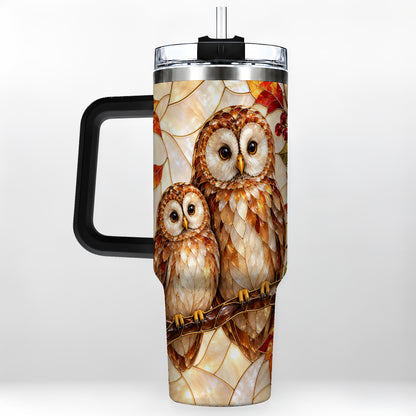 #pl[40oz|Black] Mosaic Owl 40oz Tumbler, Owl Tumbler, Stainless Steel Travel Cup