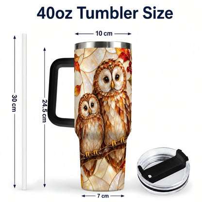 #pl[40oz|Black] Mosaic Owl 40oz Tumbler, Owl Tumbler, Stainless Steel Travel Cup