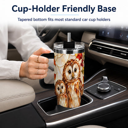 #pl[40oz|Black] Mosaic Owl 40oz Tumbler, Owl Tumbler, Stainless Steel Travel Cup