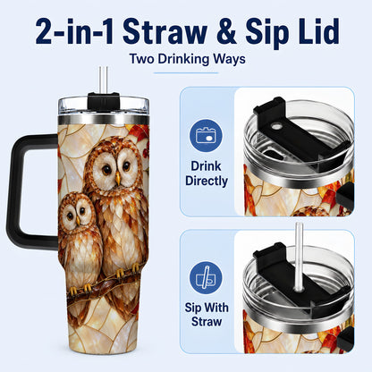 #pl[40oz|Black] Mosaic Owl 40oz Tumbler, Owl Tumbler, Stainless Steel Travel Cup