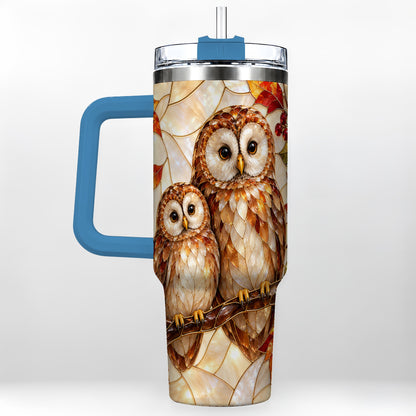 #pl[40oz|Blue] Mosaic Owl 40oz Tumbler, Owl Tumbler, Stainless Steel Travel Cup