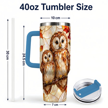 #pl[40oz|Blue] Mosaic Owl 40oz Tumbler, Owl Tumbler, Stainless Steel Travel Cup