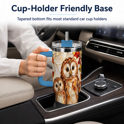 #pl[40oz|Blue] Mosaic Owl 40oz Tumbler, Owl Tumbler, Stainless Steel Travel Cup