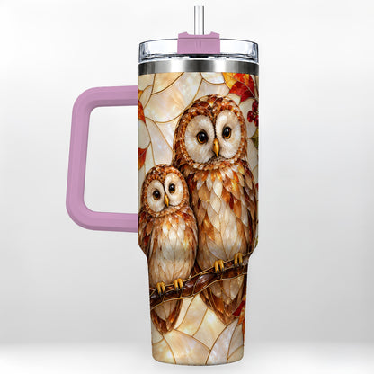 #pl[40oz|Pink] Mosaic Owl 40oz Tumbler, Owl Tumbler, Stainless Steel Travel Cup