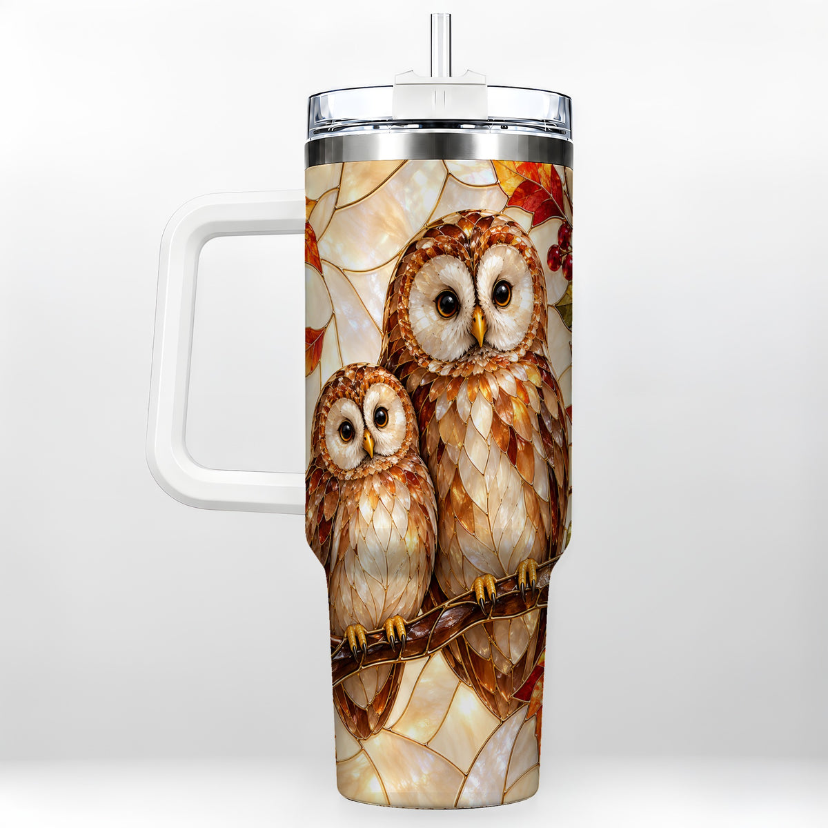 Mosaic Owl 40oz Tumbler, Owl Tumbler, Stainless Steel Travel Cup