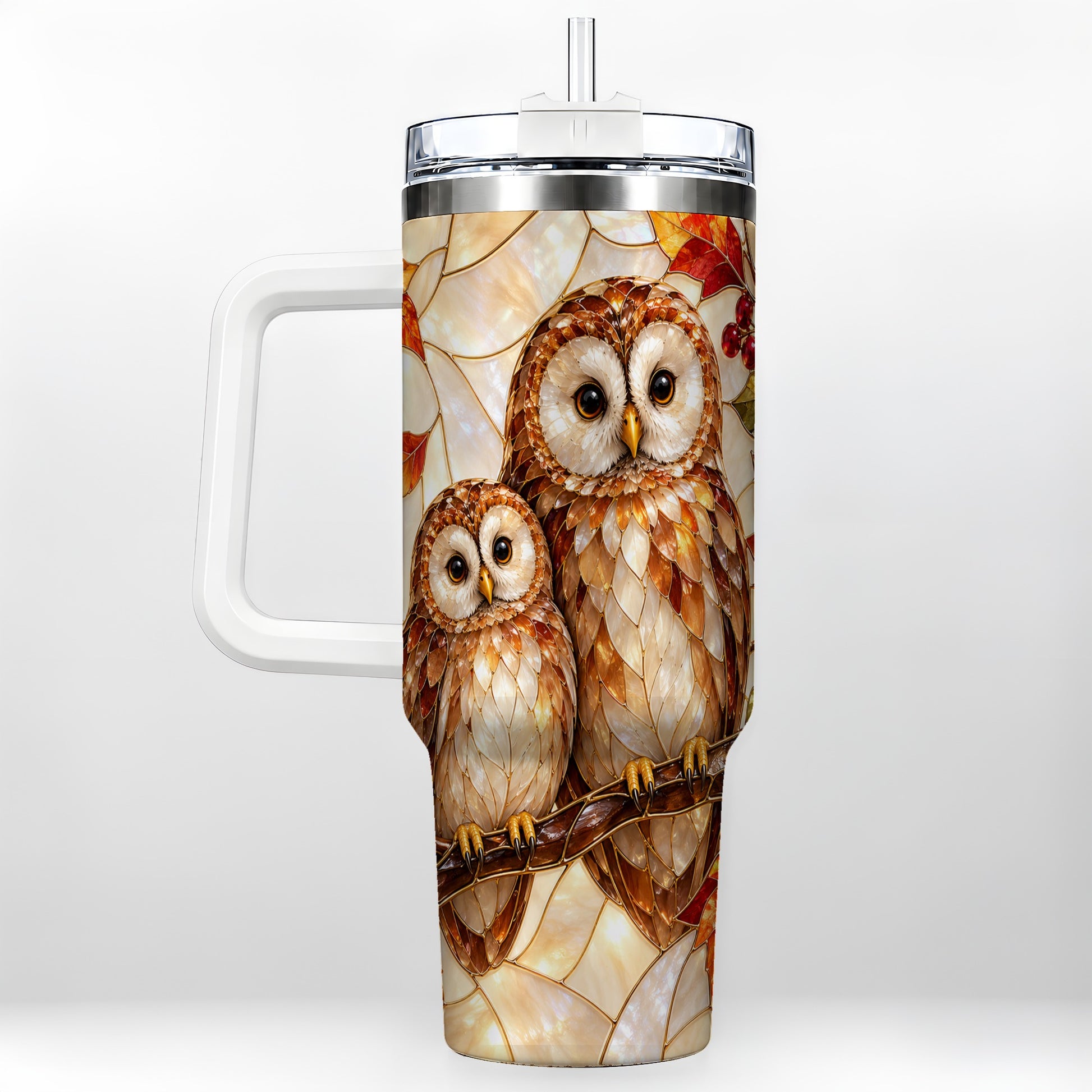 Mosaic Owl 40oz Tumbler, Owl Tumbler, Stainless Steel Travel Cup
