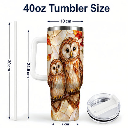 #pl[40oz|White] Mosaic Owl 40oz Tumbler, Owl Tumbler, Stainless Steel Travel Cup