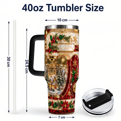 #pl[40oz|Black] Christmas Mixer 40oz Tumbler with Handle, Holiday Baking Travel Cup