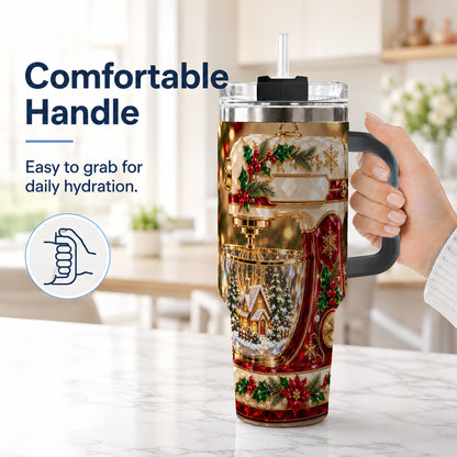 #pl[40oz|Black] Christmas Mixer 40oz Tumbler with Handle, Holiday Baking Travel Cup
