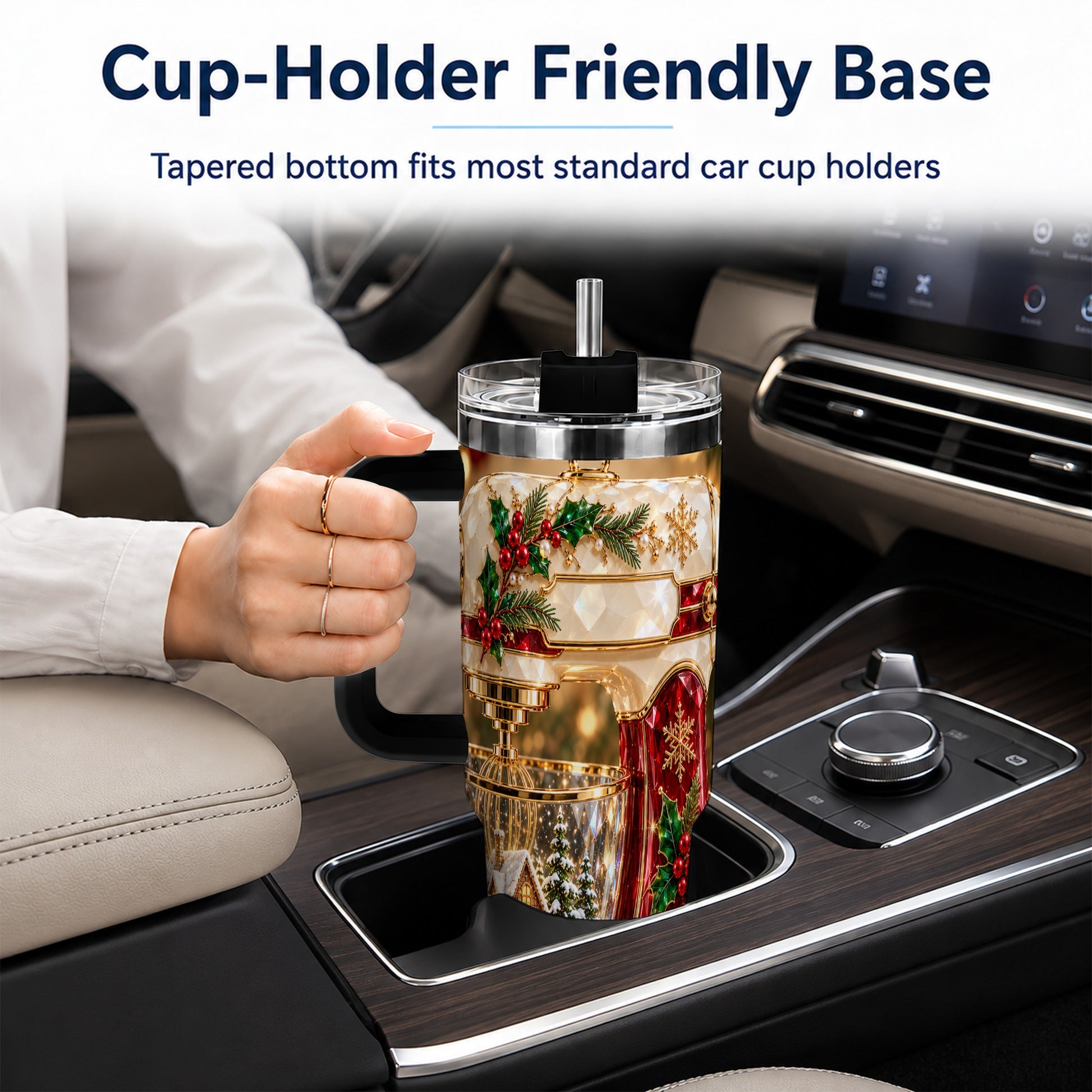 #pl[40oz|Black] Christmas Mixer 40oz Tumbler with Handle, Holiday Baking Travel Cup