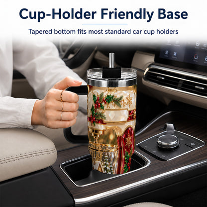 #pl[40oz|Black] Christmas Mixer 40oz Tumbler with Handle, Holiday Baking Travel Cup