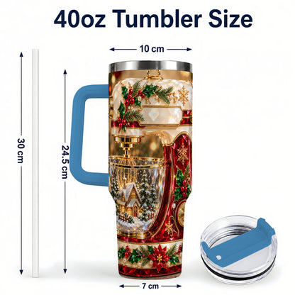#pl[40oz|Blue] Christmas Mixer 40oz Tumbler with Handle, Holiday Baking Travel Cup