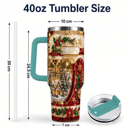 #pl[40oz|Green] Christmas Mixer 40oz Tumbler with Handle, Holiday Baking Travel Cup
