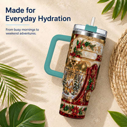 #pl[40oz|Green] Christmas Mixer 40oz Tumbler with Handle, Holiday Baking Travel Cup