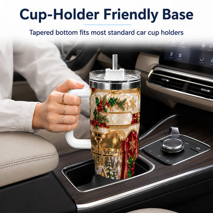 #pl[40oz|White] Christmas Mixer 40oz Tumbler with Handle, Holiday Baking Travel Cup