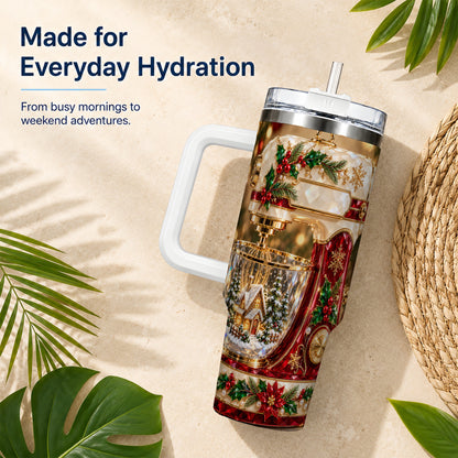 #pl[40oz|White] Christmas Mixer 40oz Tumbler with Handle, Holiday Baking Travel Cup