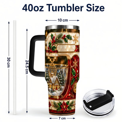 #pl[40oz|Black] Holiday Mixer 40oz Tumbler with Handle, Christmas Baking Travel Cup