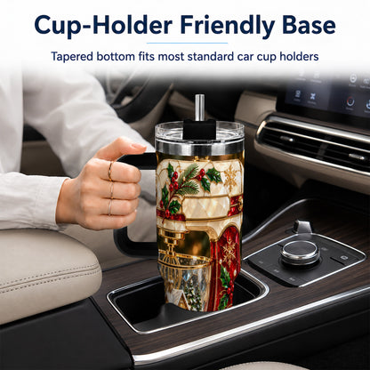 #pl[40oz|Black] Holiday Mixer 40oz Tumbler with Handle, Christmas Baking Travel Cup