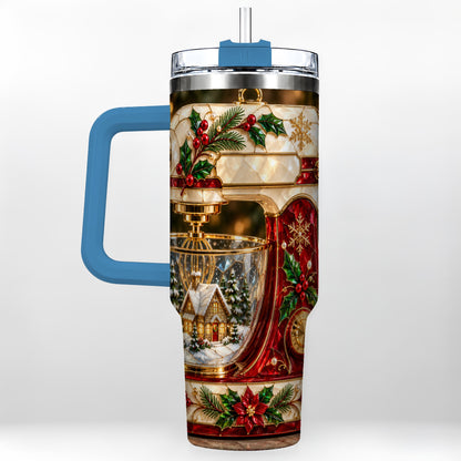 #pl[40oz|Blue] Holiday Mixer 40oz Tumbler with Handle, Christmas Baking Travel Cup