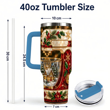 #pl[40oz|Blue] Holiday Mixer 40oz Tumbler with Handle, Christmas Baking Travel Cup