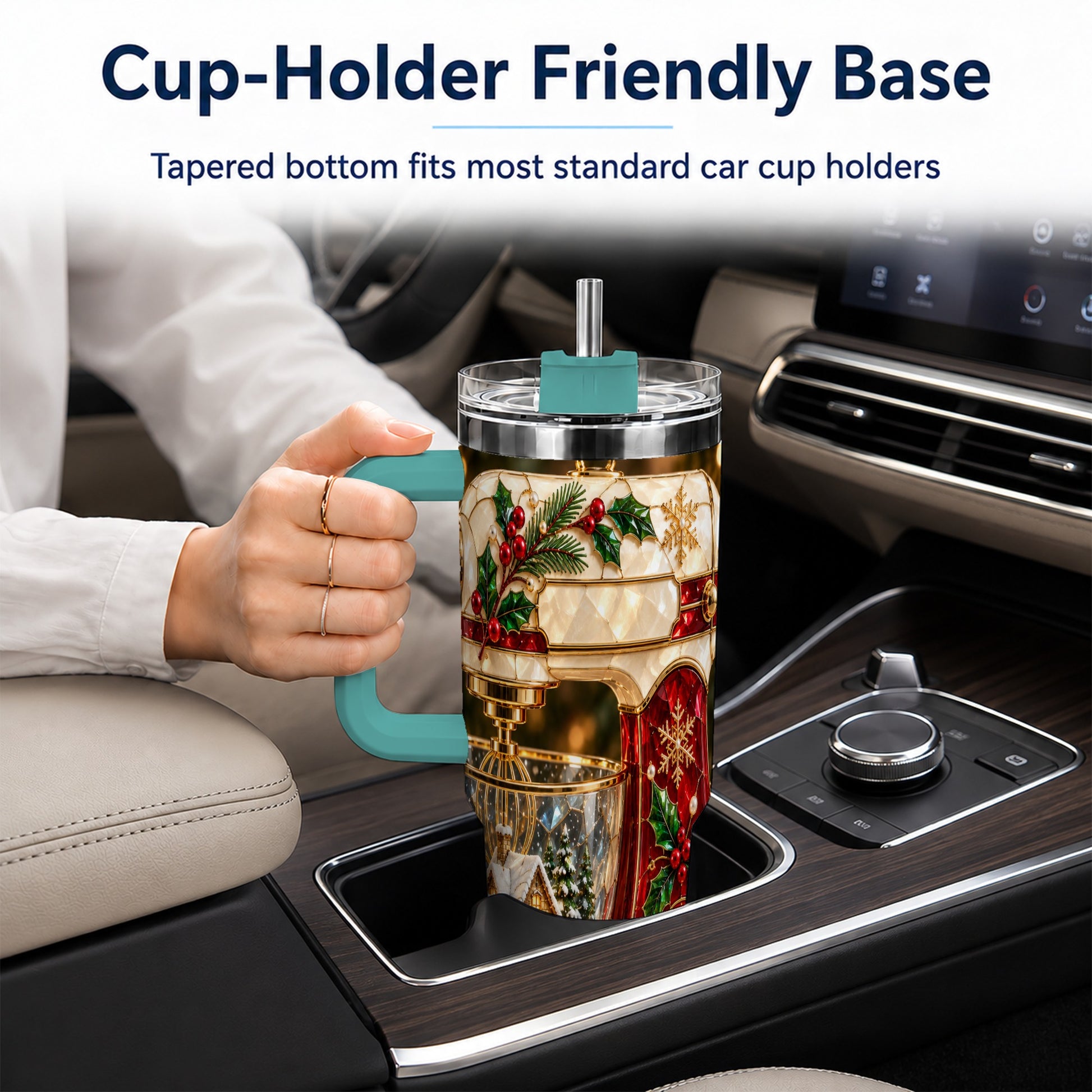 #pl[40oz|Green] Holiday Mixer 40oz Tumbler with Handle, Christmas Baking Travel Cup