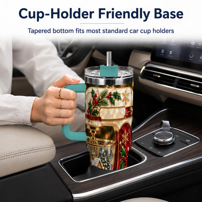 #pl[40oz|Green] Holiday Mixer 40oz Tumbler with Handle, Christmas Baking Travel Cup