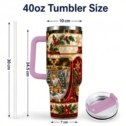 #pl[40oz|Pink] Holiday Mixer 40oz Tumbler with Handle, Christmas Baking Travel Cup