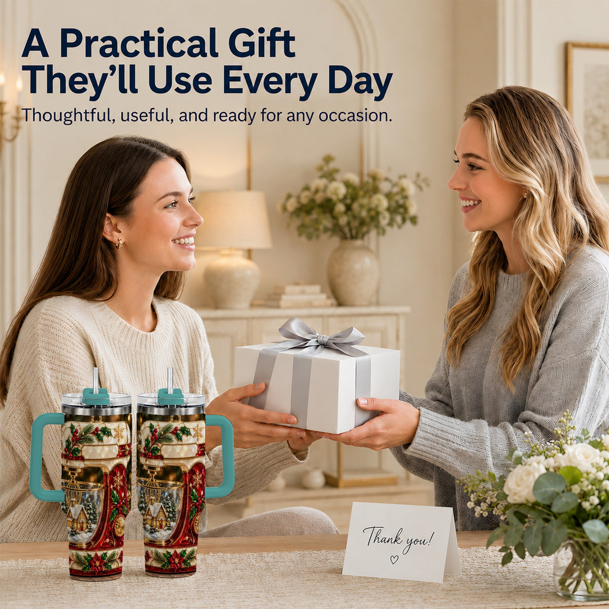 #pl[40oz|Green] Holiday Mixer 40oz Tumbler with Handle, Christmas Baking Travel Cup