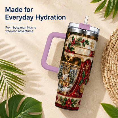#pl[40oz|Pink] Holiday Mixer 40oz Tumbler with Handle, Christmas Baking Travel Cup