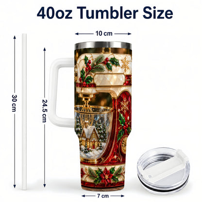 #pl[40oz|White] Holiday Mixer 40oz Tumbler with Handle, Christmas Baking Travel Cup