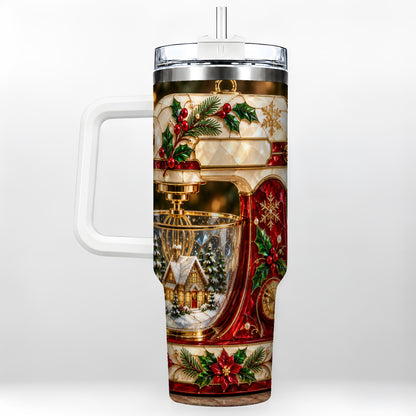 Holiday Mixer 40oz Tumbler with Handle, Christmas Baking Travel Cup