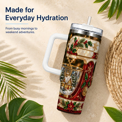 #pl[40oz|White] Holiday Mixer 40oz Tumbler with Handle, Christmas Baking Travel Cup