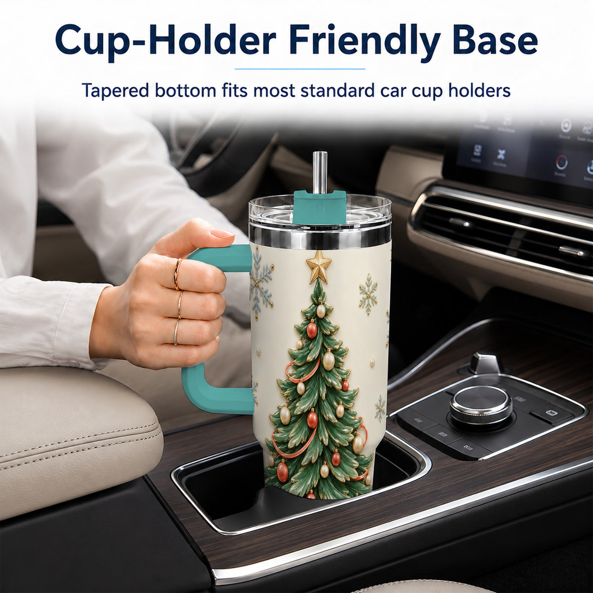 #pl[40oz|Green] Classic Tree 40oz Tumbler with Handle, Holiday Stainless Steel Travel Cup