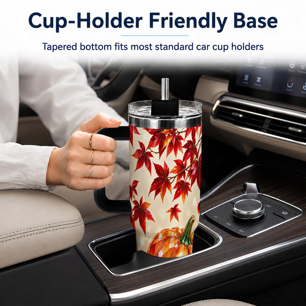 #pl[40oz|Black] Jeweled Pumpkin 40oz Tumbler with Handle, Autumn Stainless Steel Travel Cup