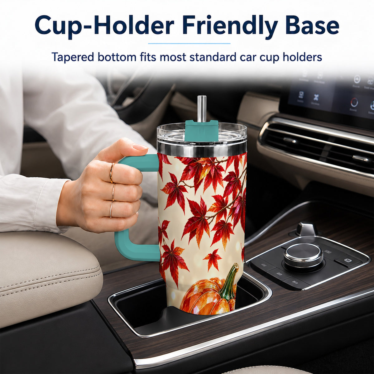 #pl[40oz|Green] Jeweled Pumpkin 40oz Tumbler with Handle, Autumn Stainless Steel Travel Cup