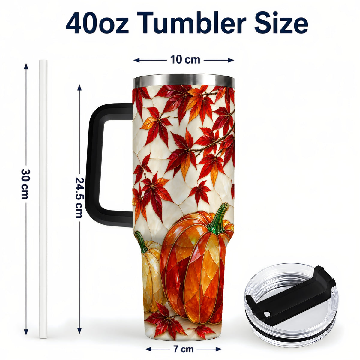 #pl[40oz|Black] Jeweled Pumpkin Tumbler 40oz, Fall Tumbler, Stainless Steel Travel Cup