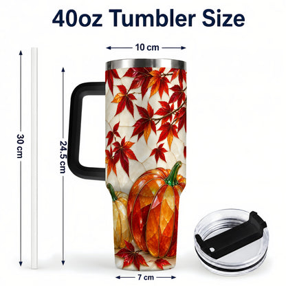 #pl[40oz|Black] Jeweled Pumpkin Tumbler 40oz, Fall Tumbler, Stainless Steel Travel Cup