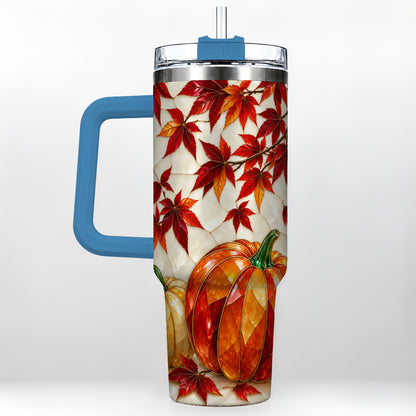 #pl[40oz|Blue] Jeweled Pumpkin Tumbler 40oz, Fall Tumbler, Stainless Steel Travel Cup