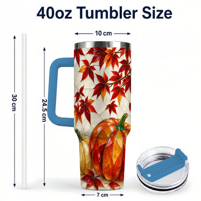 #pl[40oz|Blue] Jeweled Pumpkin Tumbler 40oz, Fall Tumbler, Stainless Steel Travel Cup