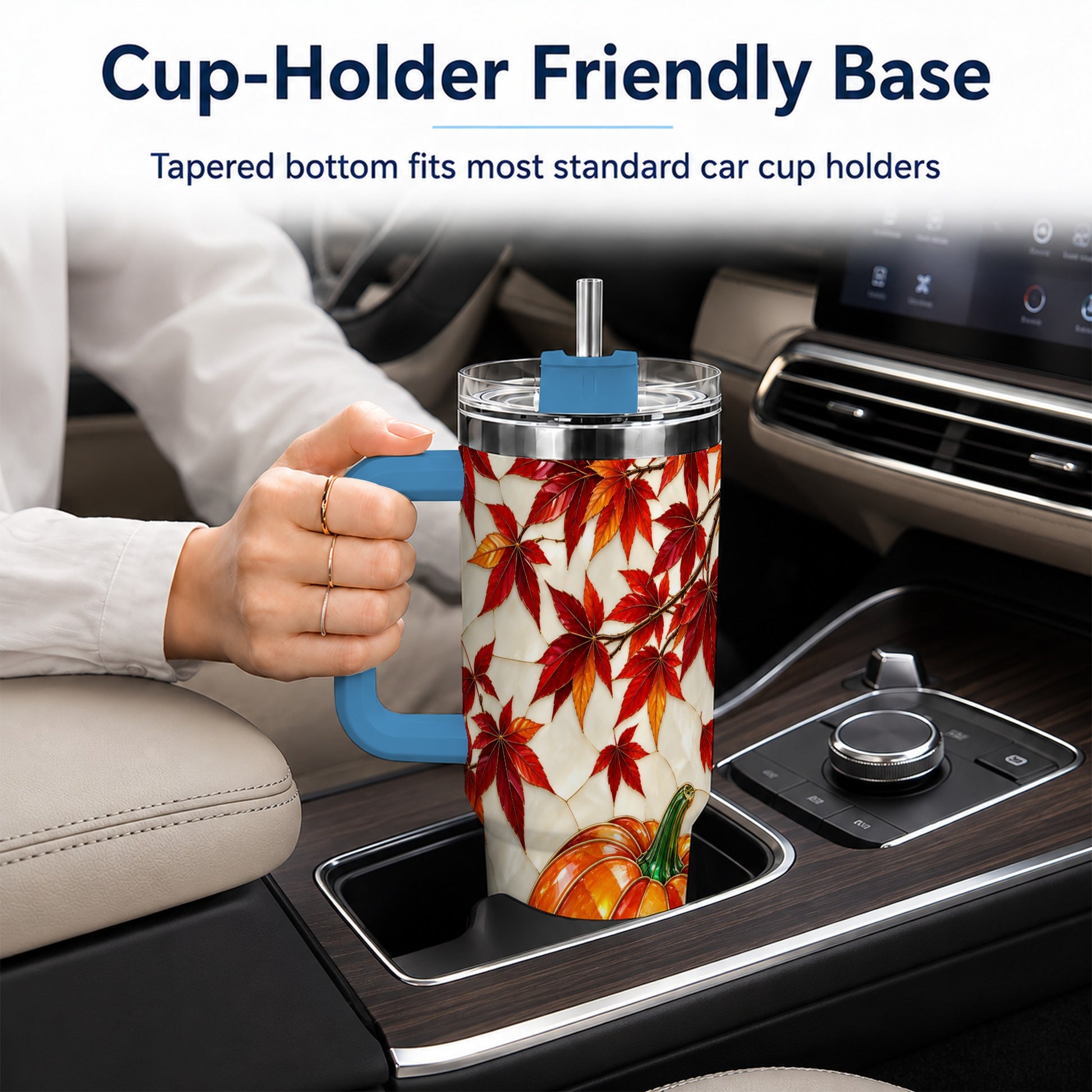 #pl[40oz|Blue] Jeweled Pumpkin Tumbler 40oz, Fall Tumbler, Stainless Steel Travel Cup