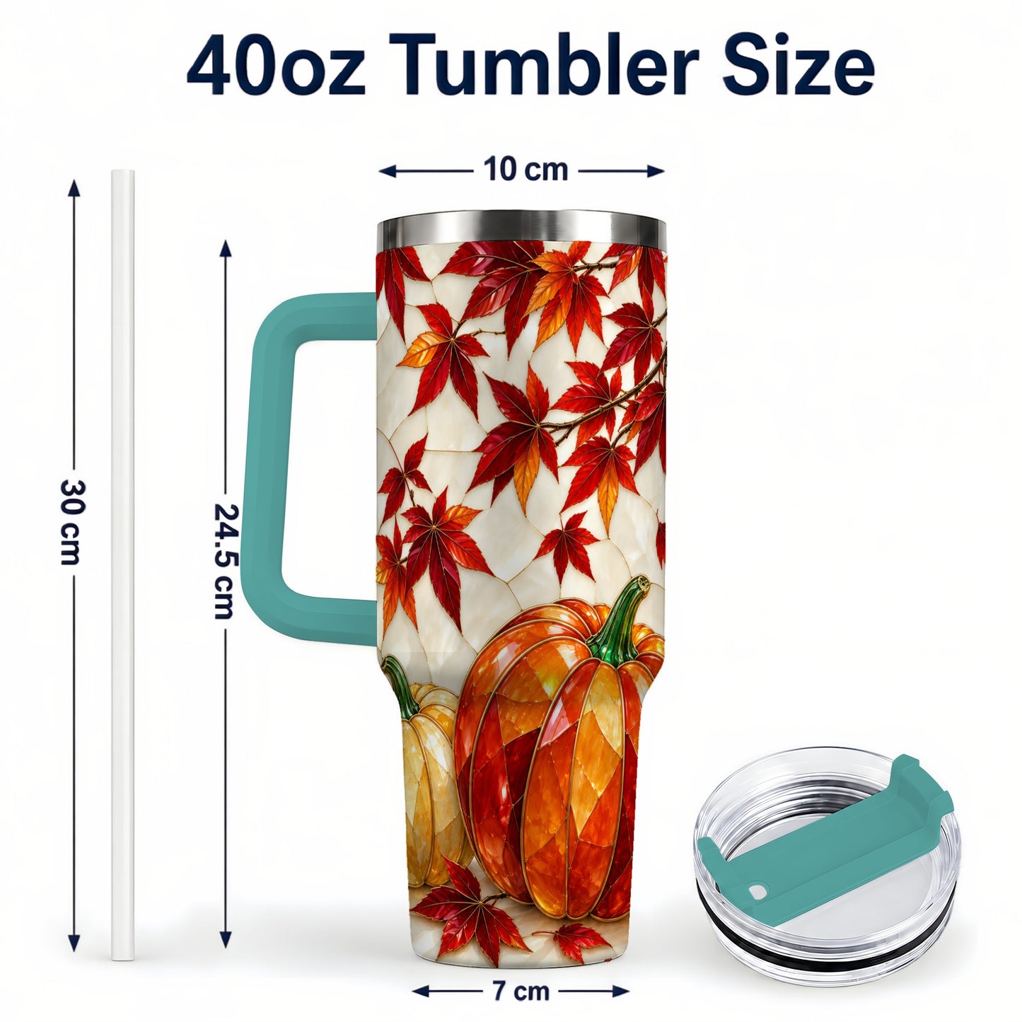 #pl[40oz|Green] Jeweled Pumpkin Tumbler 40oz, Fall Tumbler, Stainless Steel Travel Cup