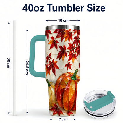 #pl[40oz|Green] Jeweled Pumpkin Tumbler 40oz, Fall Tumbler, Stainless Steel Travel Cup