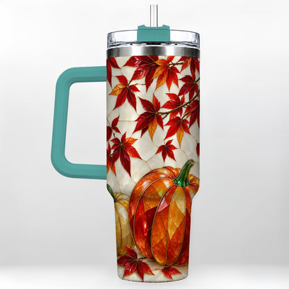 #pl[40oz|Green] Jeweled Pumpkin Tumbler 40oz, Fall Tumbler, Stainless Steel Travel Cup