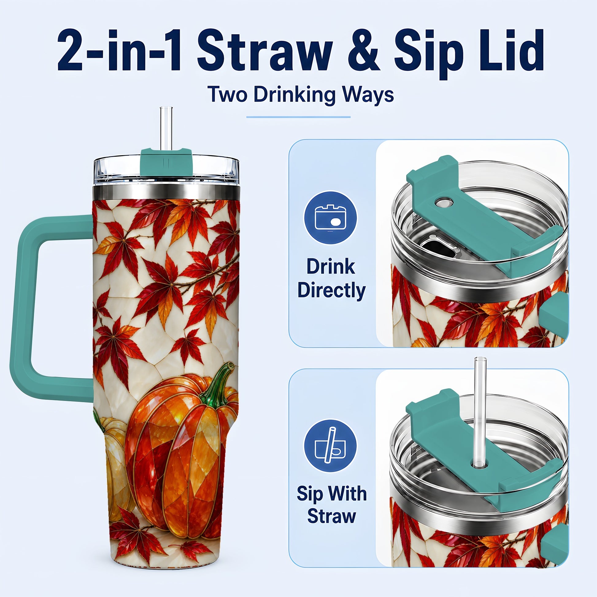 #pl[40oz|Green] Jeweled Pumpkin Tumbler 40oz, Fall Tumbler, Stainless Steel Travel Cup